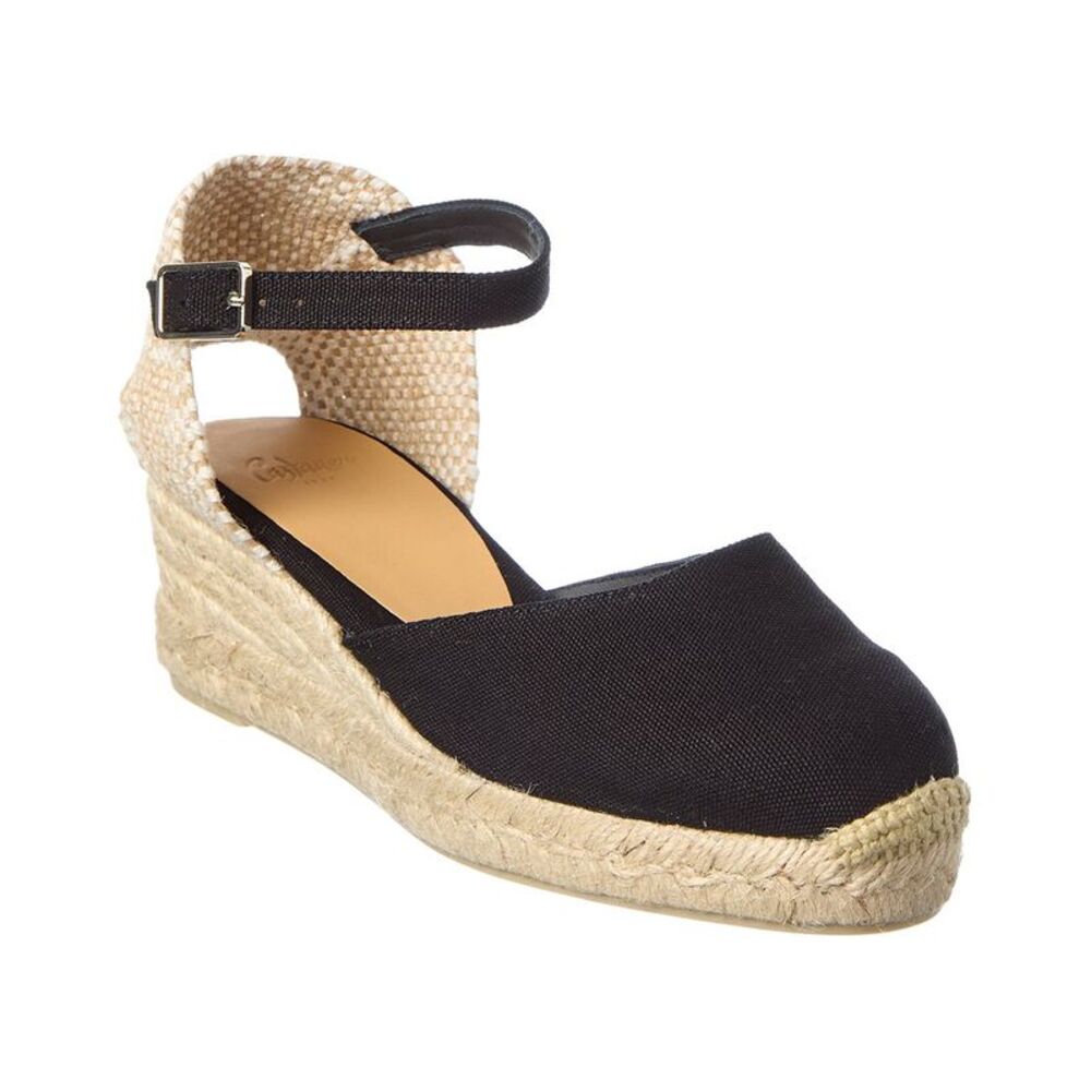 Castañer Carol Canvas Wedge Sandal, Black